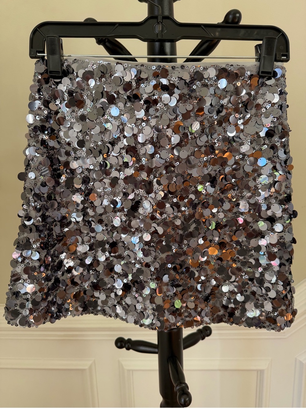 Abercrombie & Fitch Iridescent Sequin Mini Skirt - Silver